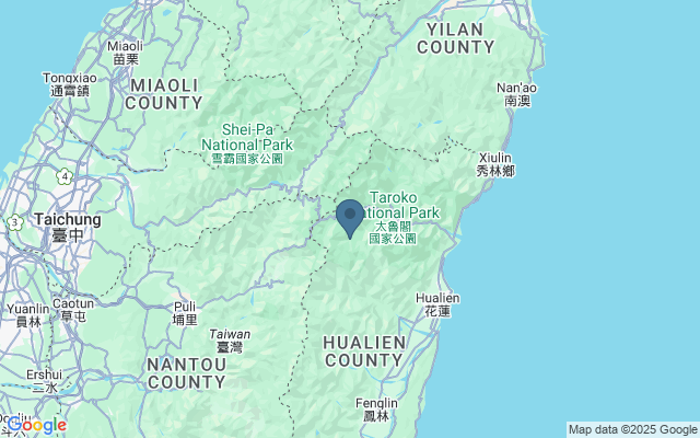 Kaart met locatie Taroko National Park
